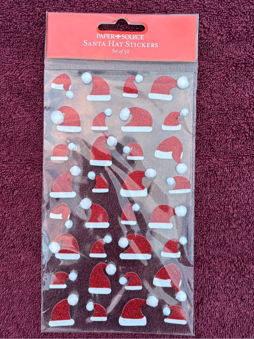Paper Source Red & Green Holiday Sticker Pack - Tree, Present & Santa Hat